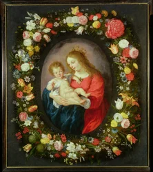 Madonna and Child in a Garland of Flowers